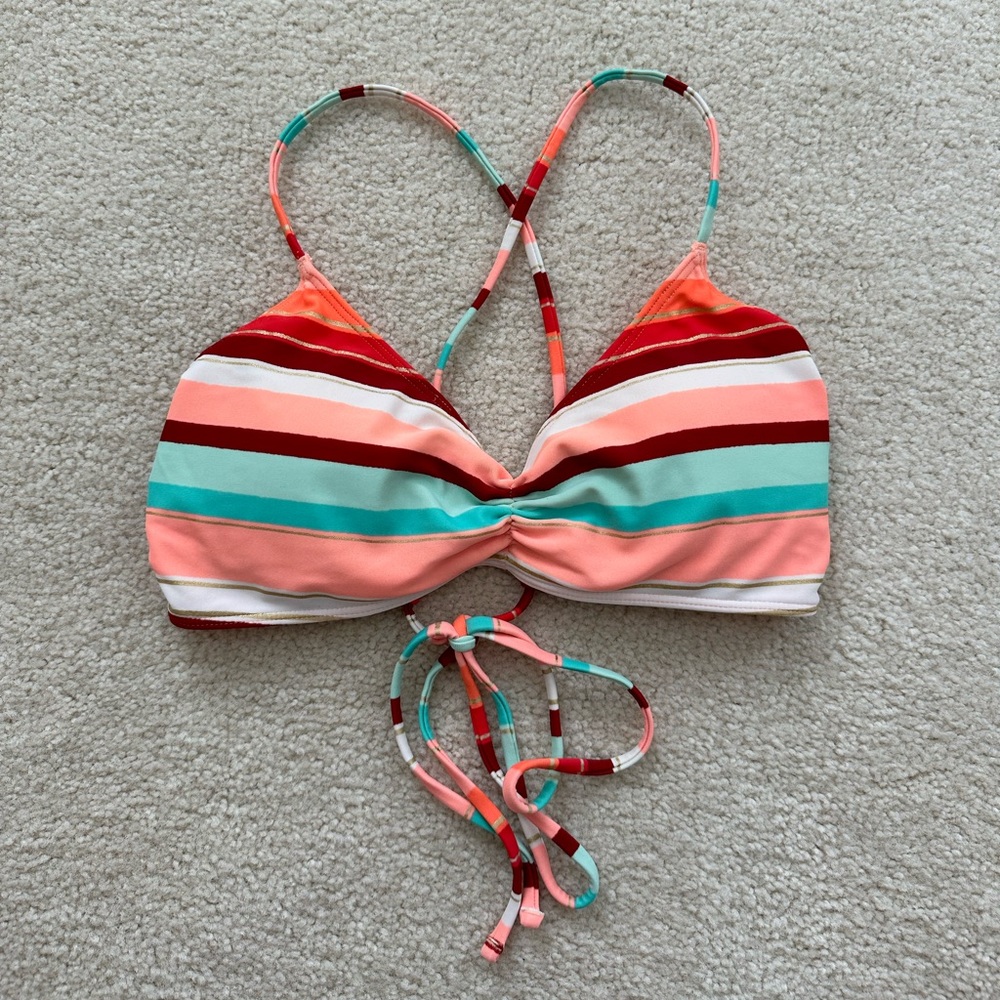 Aerie Scoop Lace Up Bikini Top Size Small